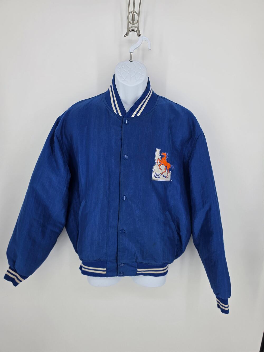 Vintage Boise State Broncos Jacket L Rare Retro Bomber Blue
